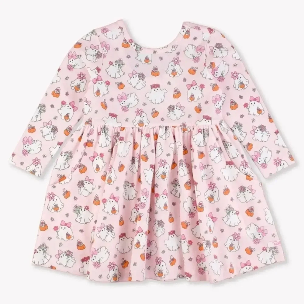 RUFFLE BUTTS Boos & Bows Spandex Romper Ghosts Pumpkins Size 6-12M - Picture 1 of 10